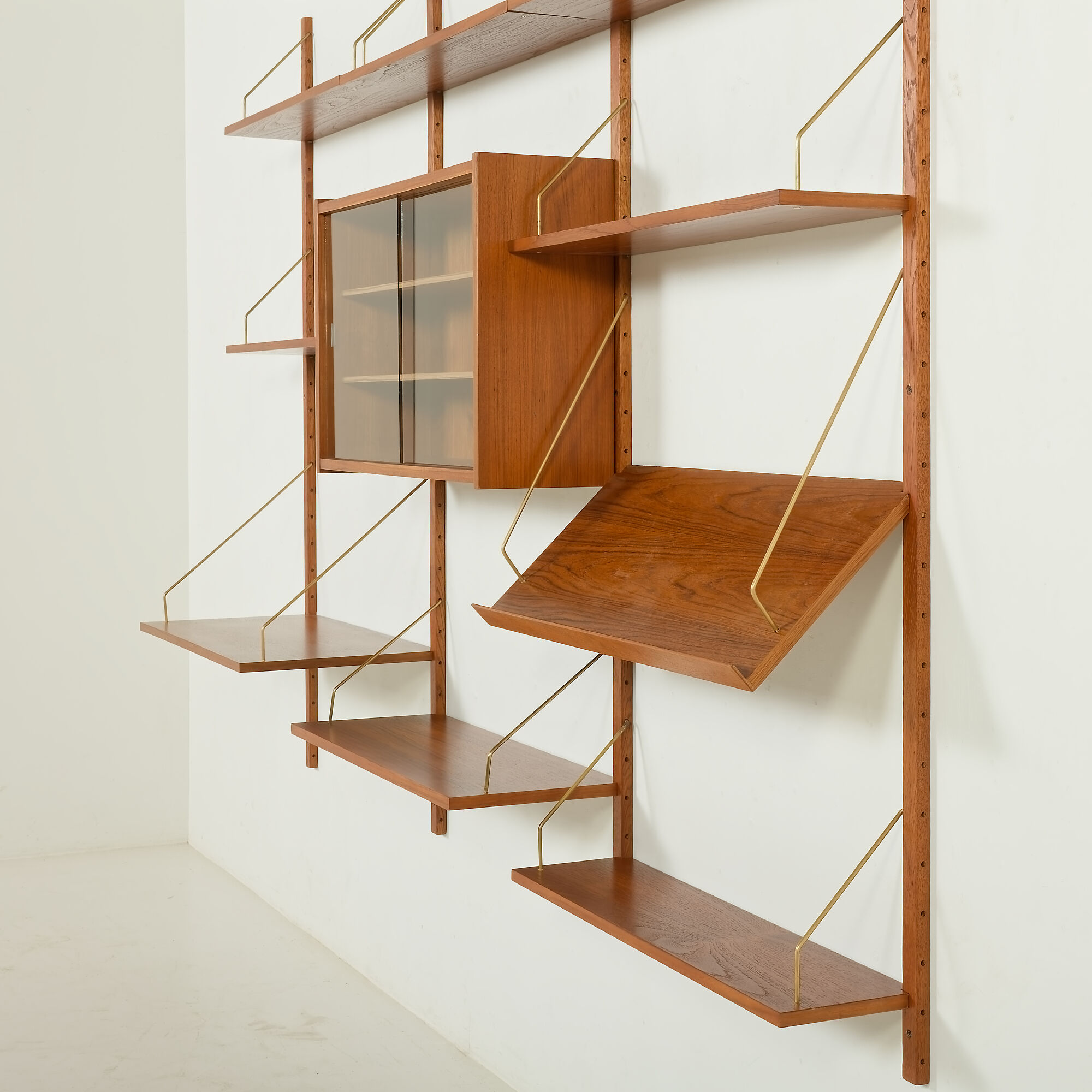 Danish vintage teak wall unit attributed to Preben Sorensen, 1960s