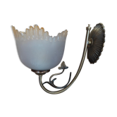 Wall lamp base brass tulip glass polished relief flowers