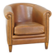 Fauteuil club en cuir de mouton de couleur cognac neutre et en bon état
