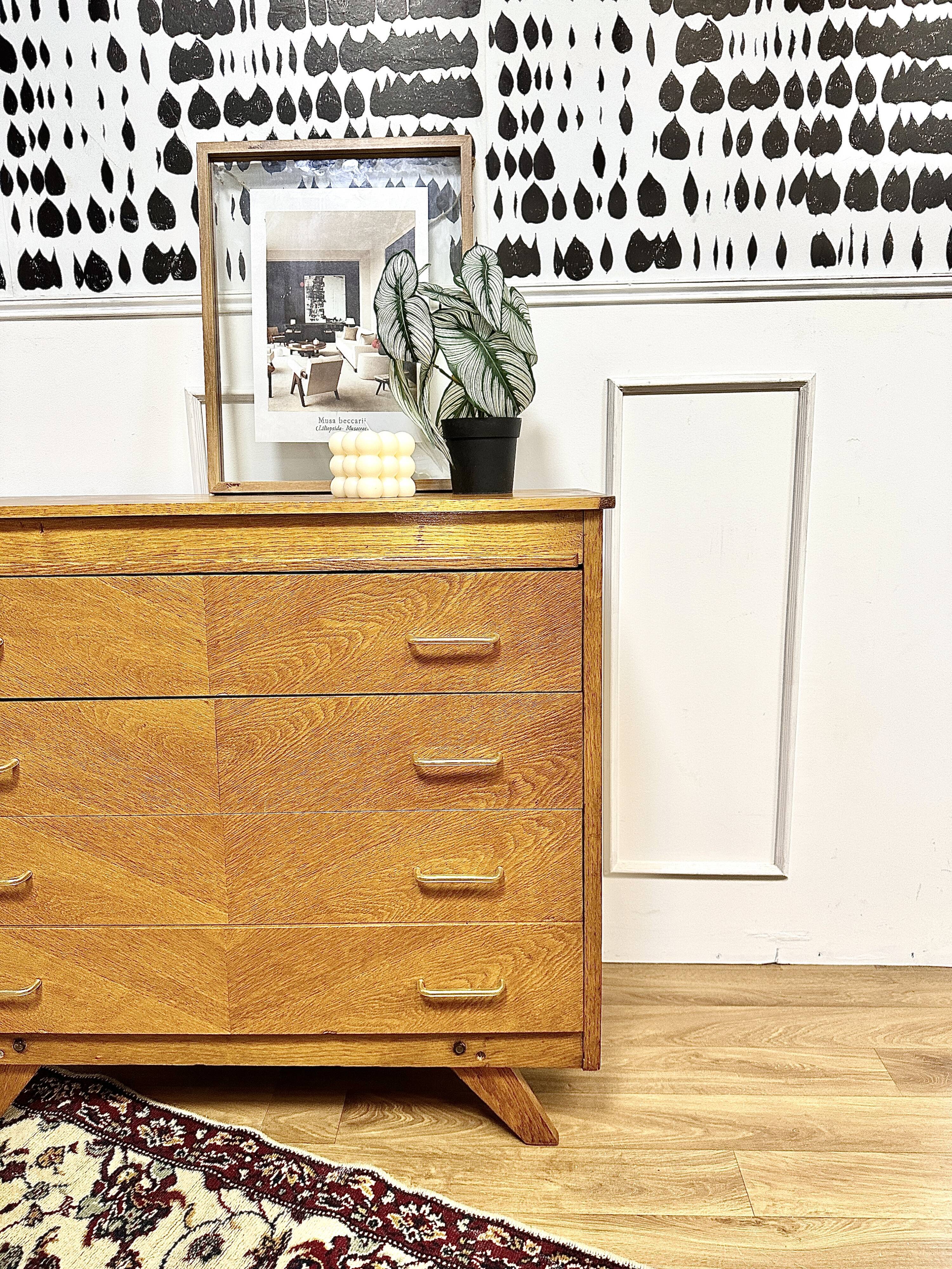 Vintage chest of drawers compass feet