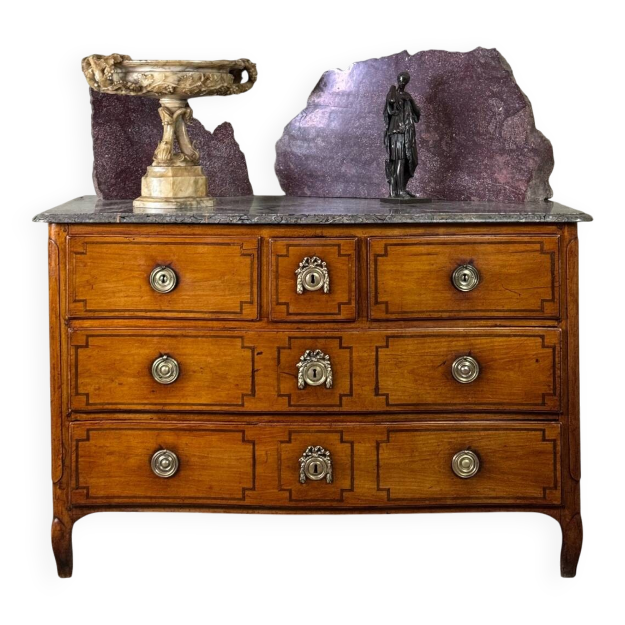 Transitional cherrywood chest of drawers, 18th century
