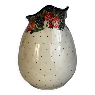 Large handcrafted jug with hand-drawn design