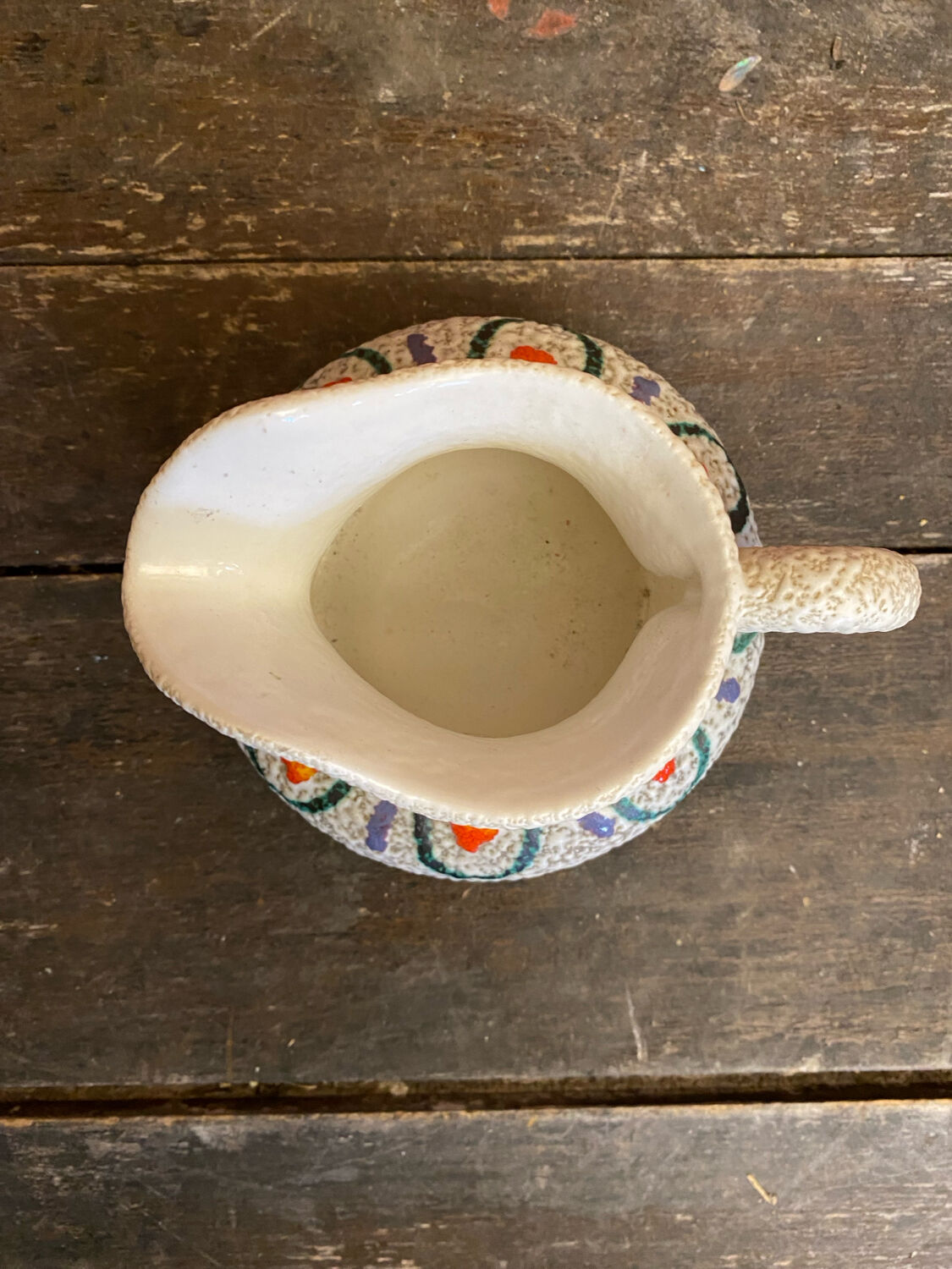 Old pitcher roberto rigon white ceramic polychrome decor vintage