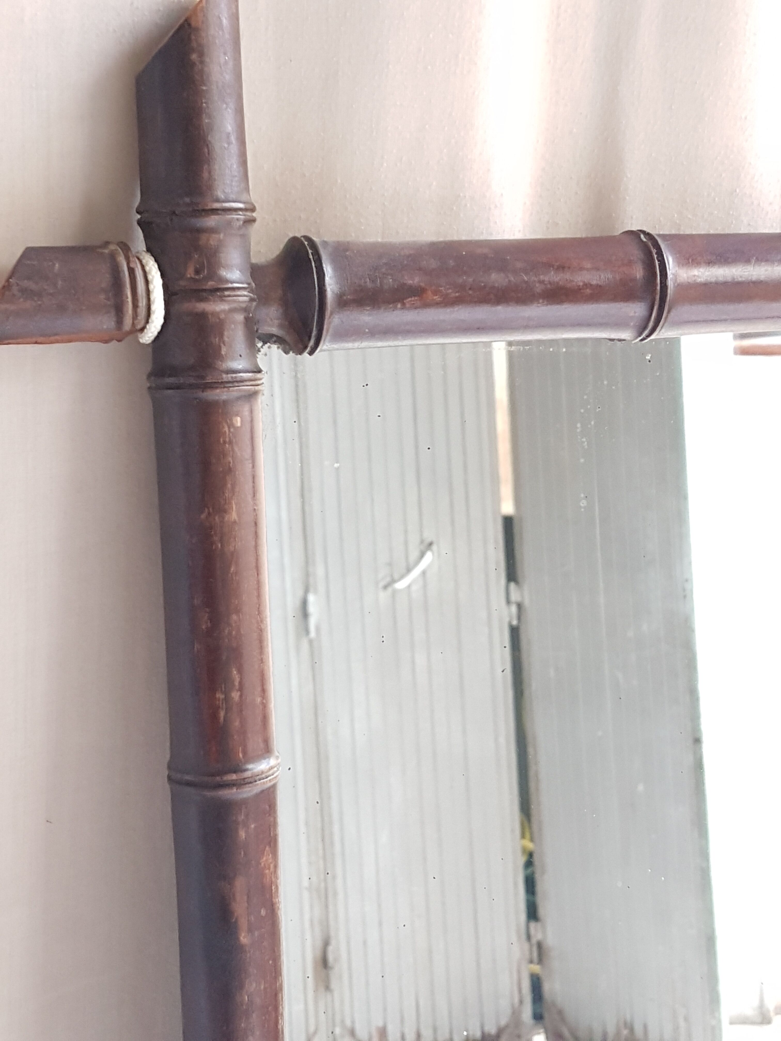 Ancient rattan mirror "78 x 54.5 cms"