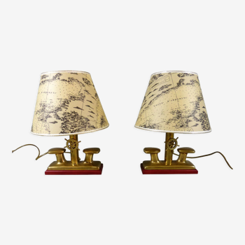 Lampes de table en laiton nautique Foresti & Suardi 1960-70's