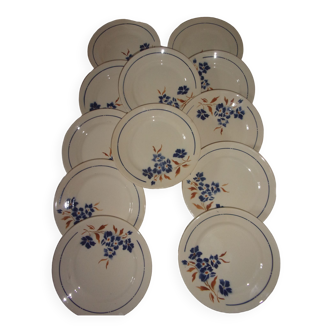 Lot de 12 assiettes Badonviller motif Tunis