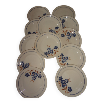 Set of 12 plates Badonviller motif Tunis