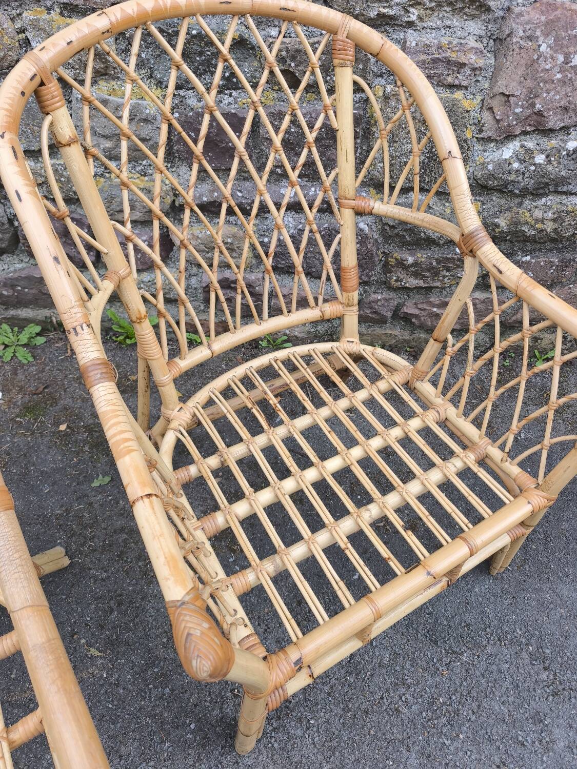Pair of vintage rattan armchairs