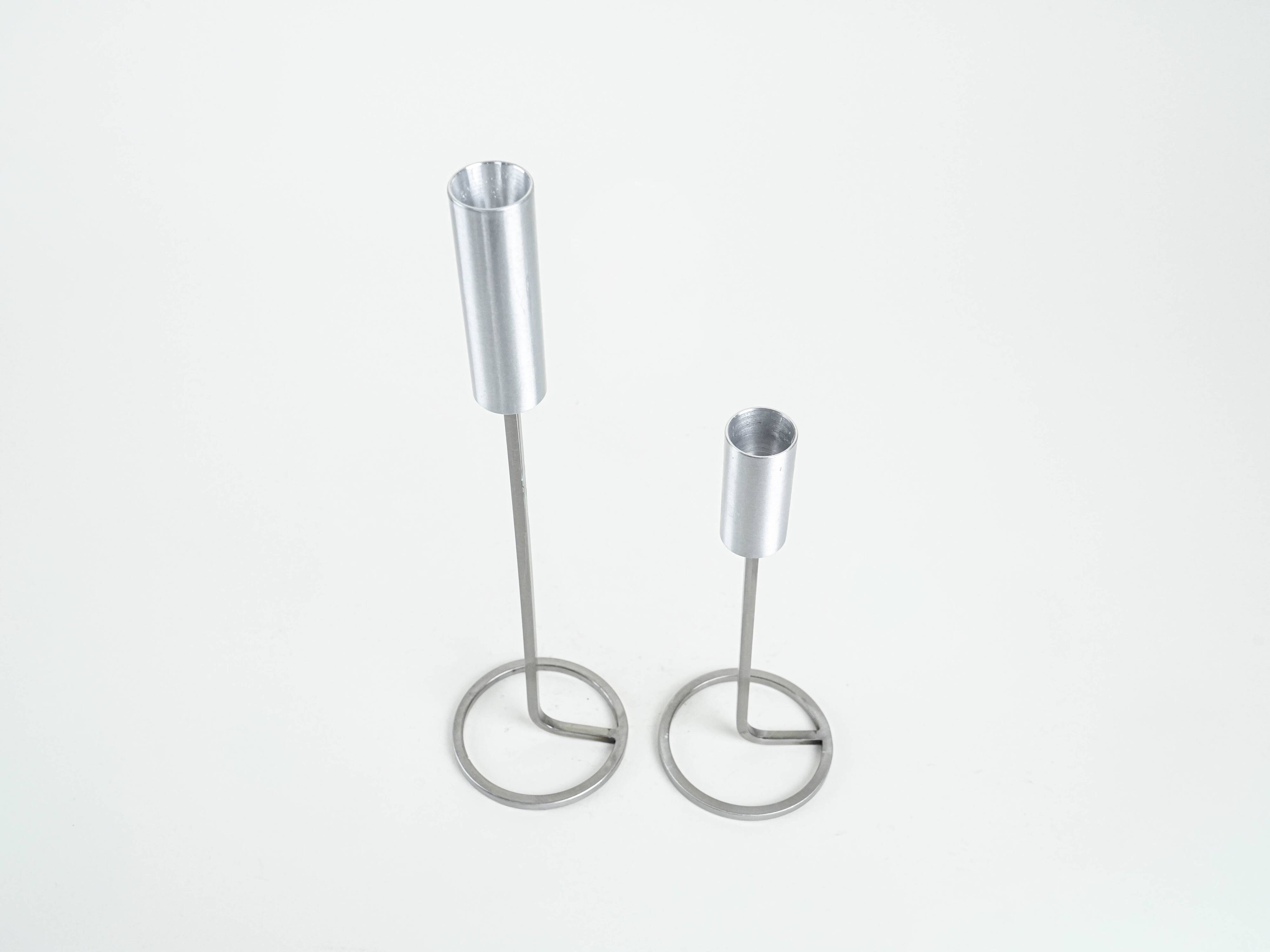 Ensemble de candélabres en métal, design danois, années 1970, fabriqué au Danemark.