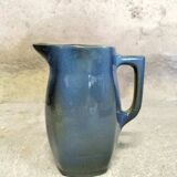 Blue glazed ceramic pitcher