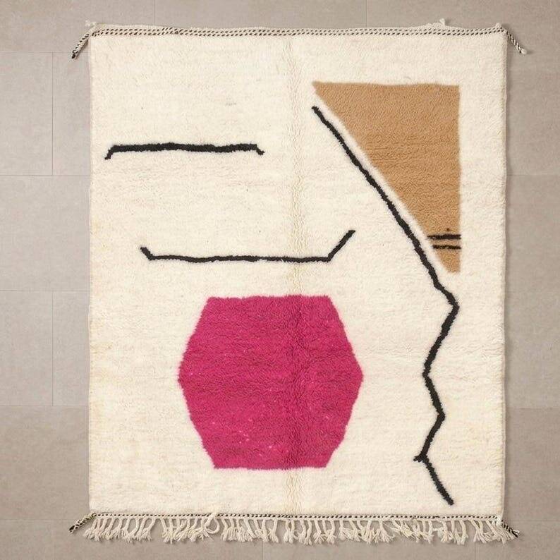 Natural wool rug, authentic handmade fabric, size 1.5/2.5 m.