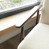 Scandinavian beige corduroy armchair, modern design H.Lis