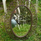 Miroir en rotin ovale 48x36.5 années 60 - 70