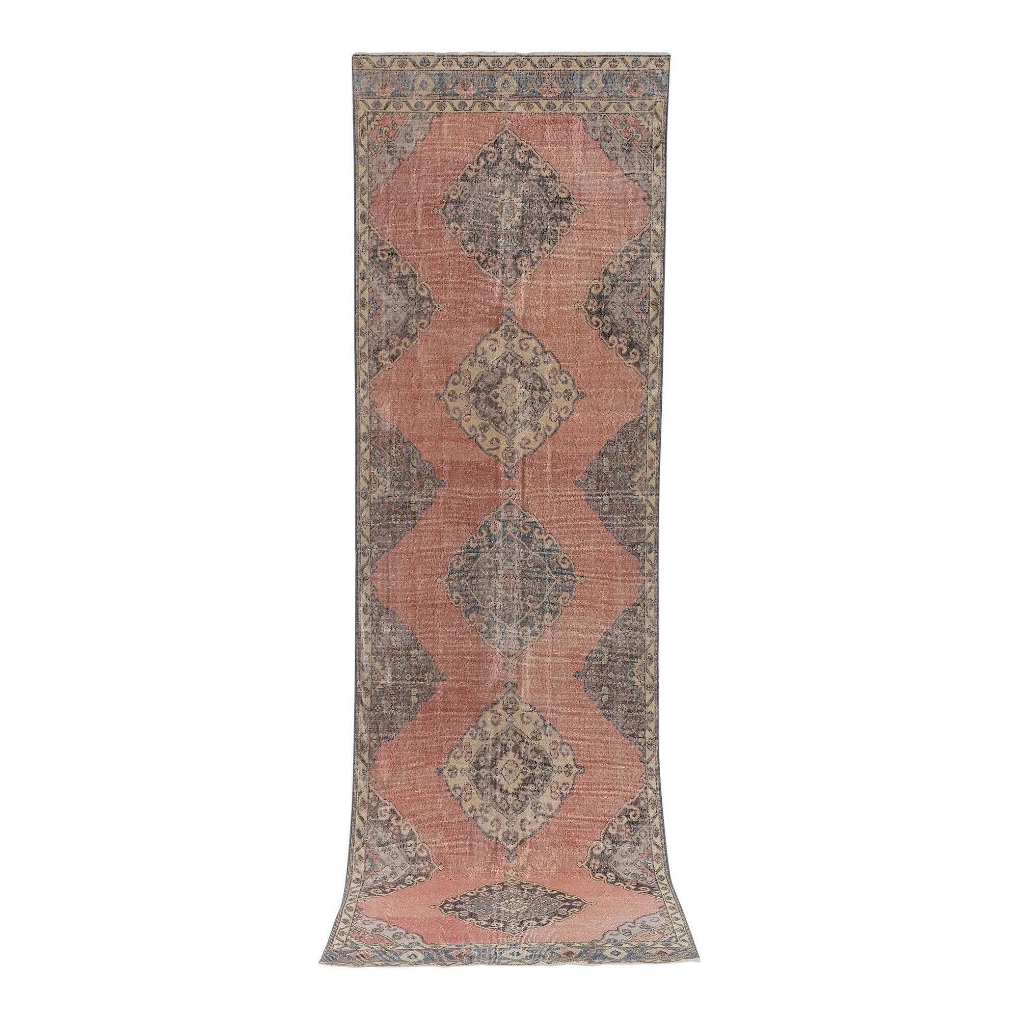 Vintage Turkish hallway rug 115x381 cm