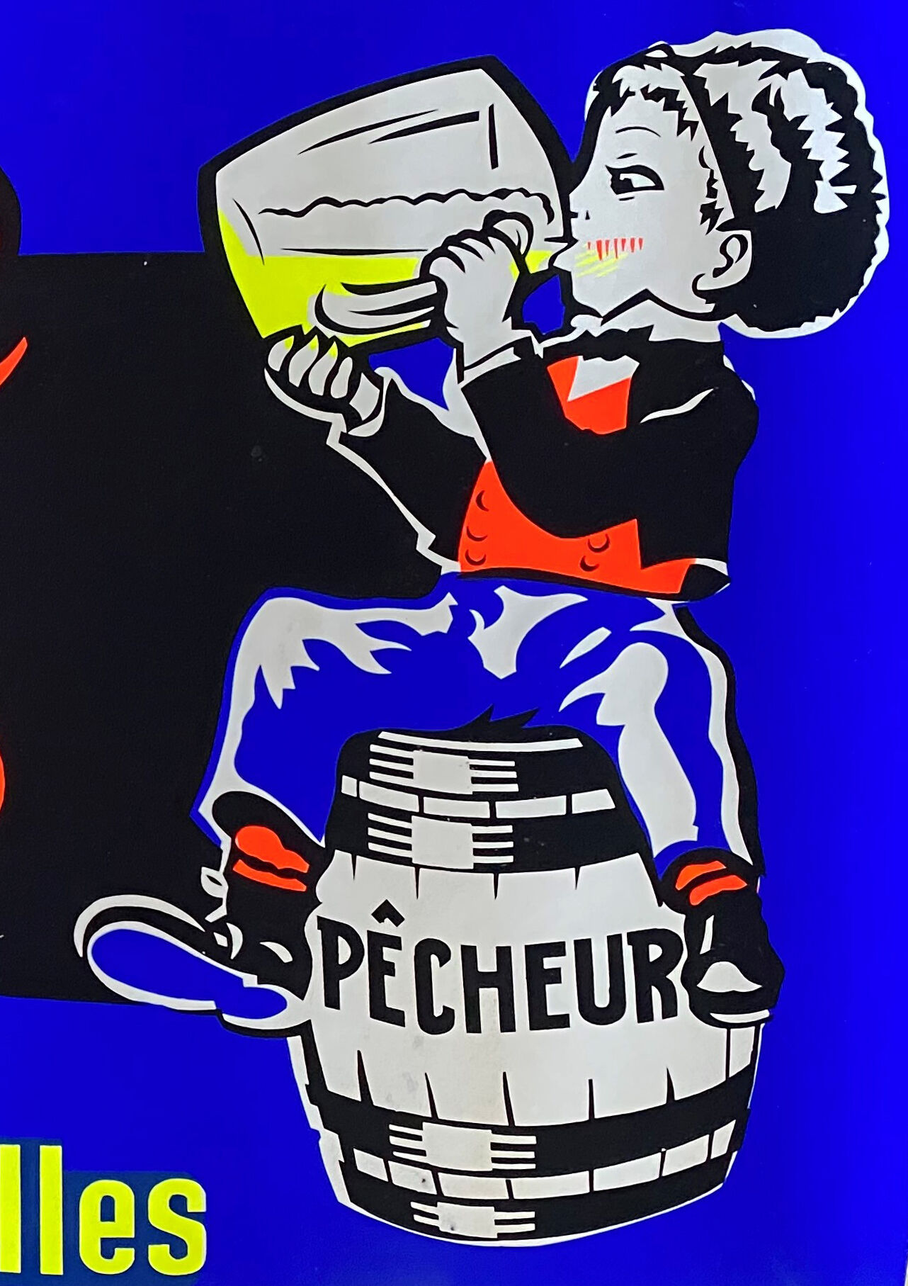 Original poster "Fisherman's Beer" 24x60cm 60's