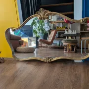 Large golden mirror in vintage Louis XV rocaille style, 144 cm