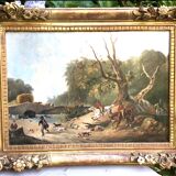 École française du XIX eme.la chasse à courre.huile sur toile encadrée