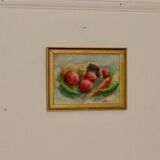 Huile sur panneau suédoise originale « Nature morte aux produits » par A. Kondrell