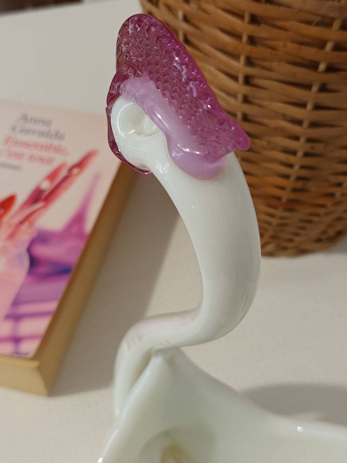 Vintage glass swan catchall from Italy