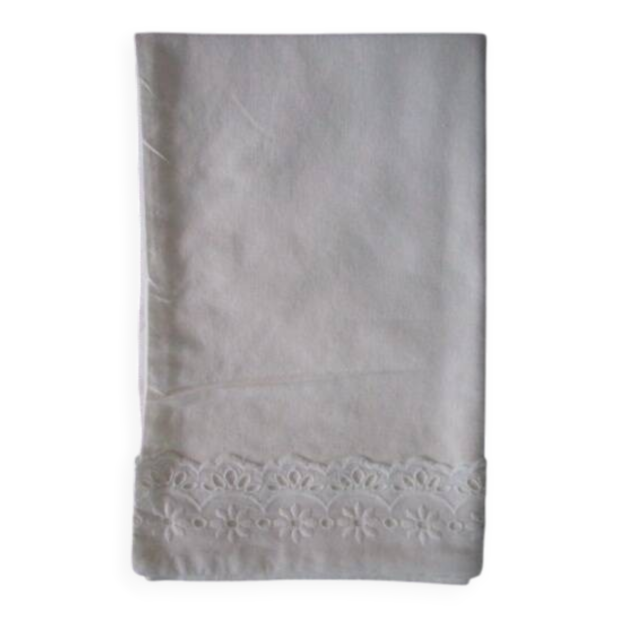 Taie d'oreiller d'enfant ancienne brodée en coton :56x45cm