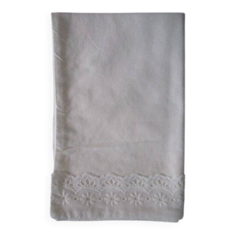Taie d'oreiller d'enfant ancienne brodée en coton :56x45cm
