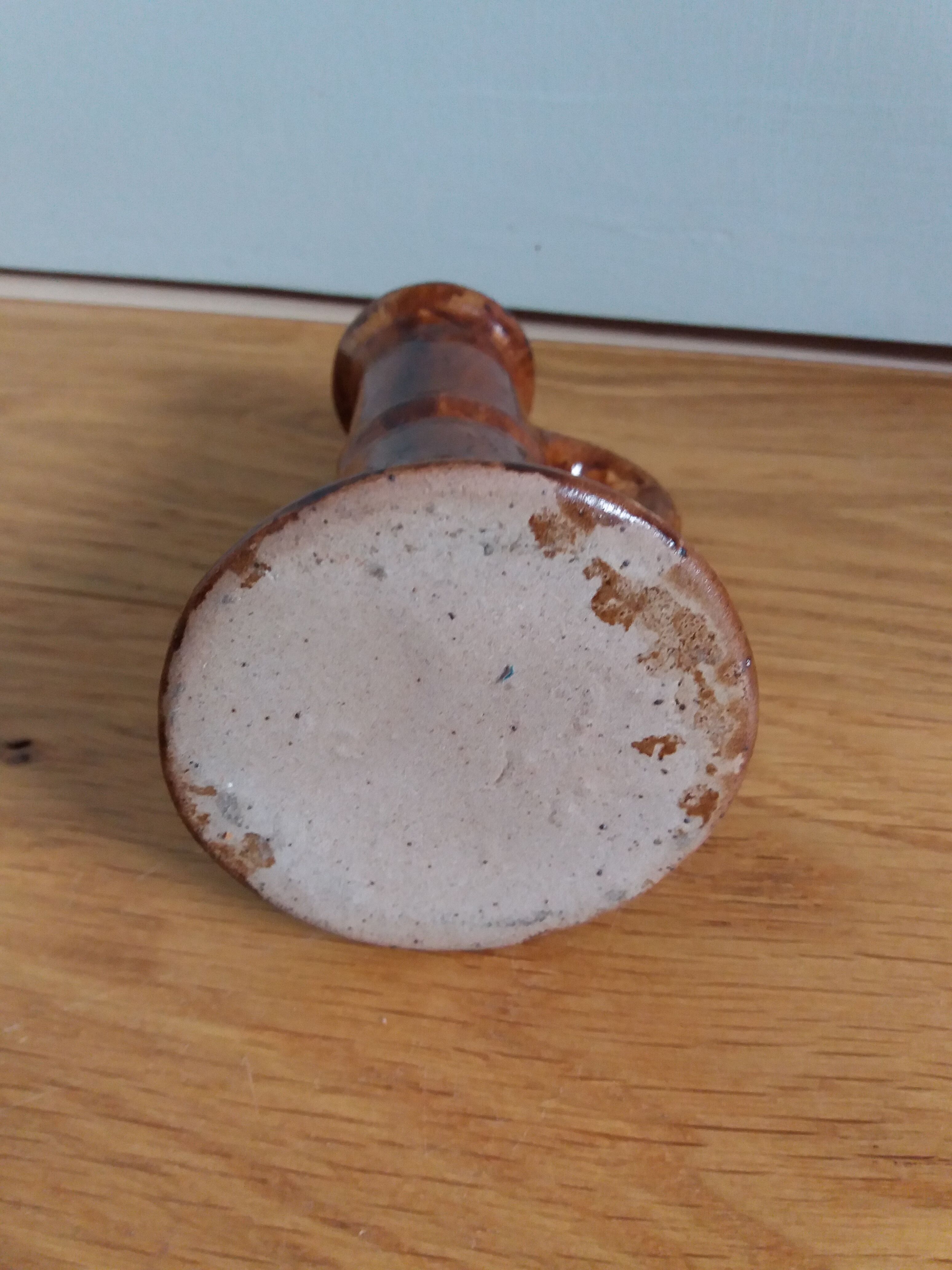 Candle holder glazed stoneware chocolate