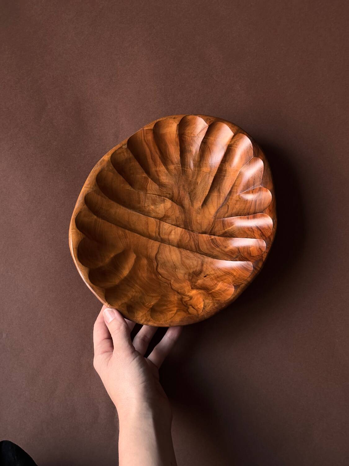 Large vintage teak valet tray