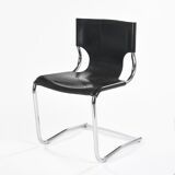 Black leather chairs by Carlo Bartoli
