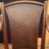 Thonet armchair in curved wood and stylized patterns