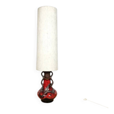 Lampe de sol céramique orange et toile de jute années 70