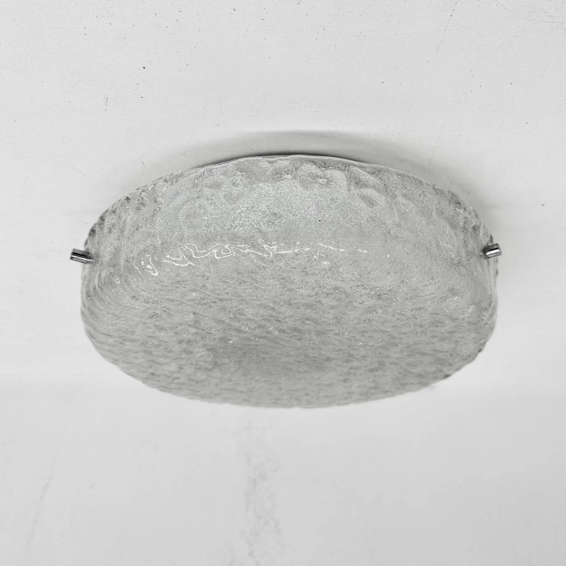 German vintage textured Murano glass flush mount, 1960s