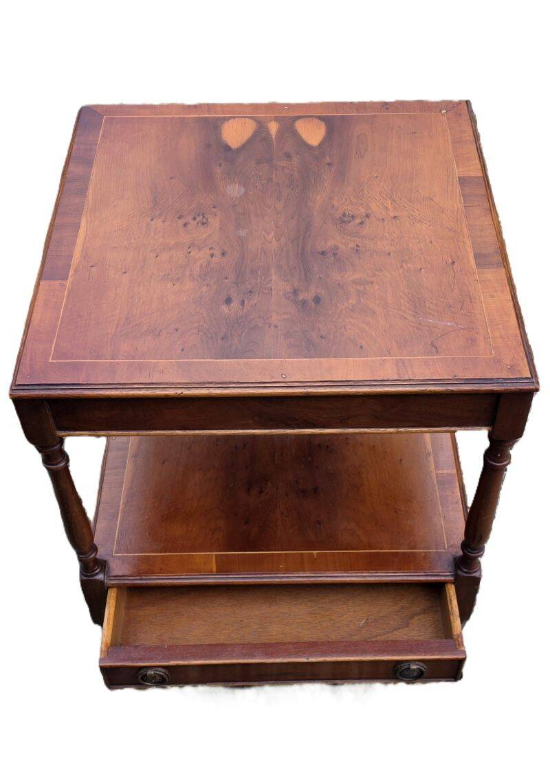 English Nightstand in Varnished Mahogany with One Drawer