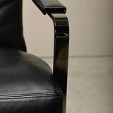 Preben Fabricius Black Leather Lounge Chairs Model 710, Walter Knoll