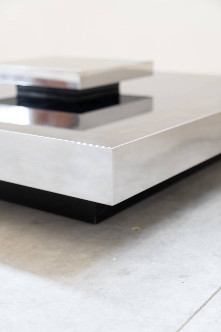 Stainless steel and glass coffee table by Ausenda, 1970Style
