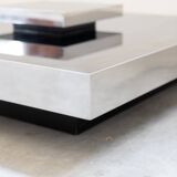 Stainless steel and glass coffee table by Ausenda, 1970Style