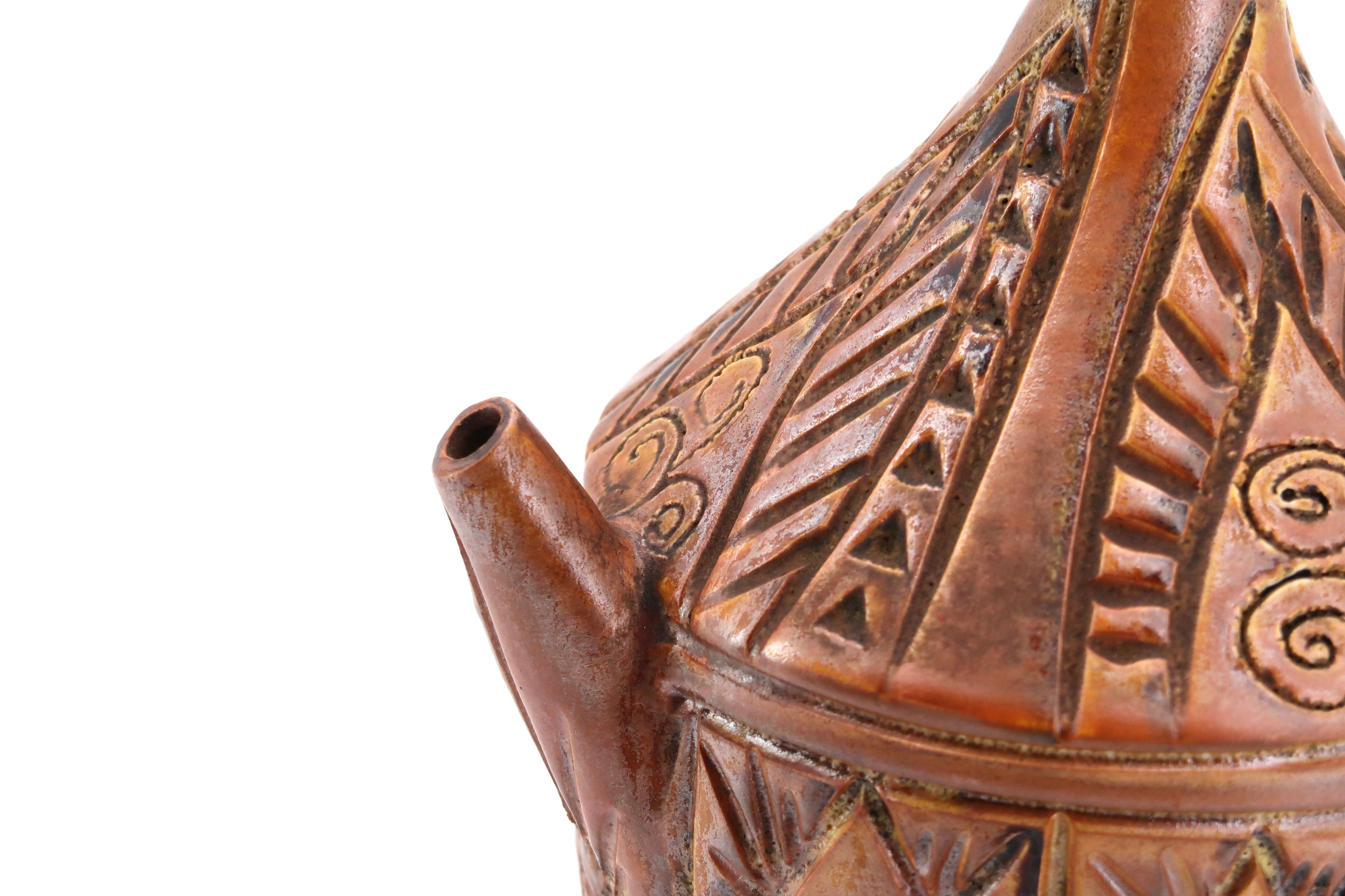 Stylized ceramic pitcher by Huguette Bessone, Vallauris