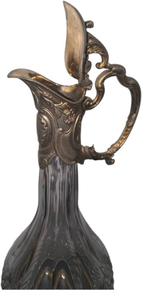 Antique Carafe in Cut Glass and Gilded Brass, Napoleon III Style