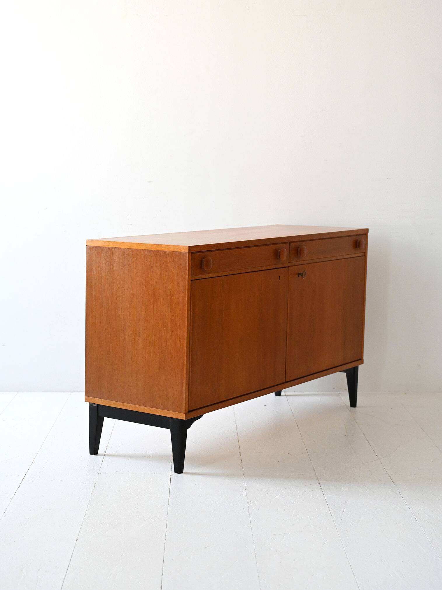 Vintage Scandinavian teak sideboard with black legs, 1950s/60s.