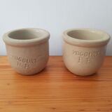 Set of 2 old BB stoneware Yogurt pots