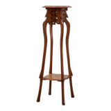 Art Deco tall pedestal in oak with 2 levels, France ca. 1915