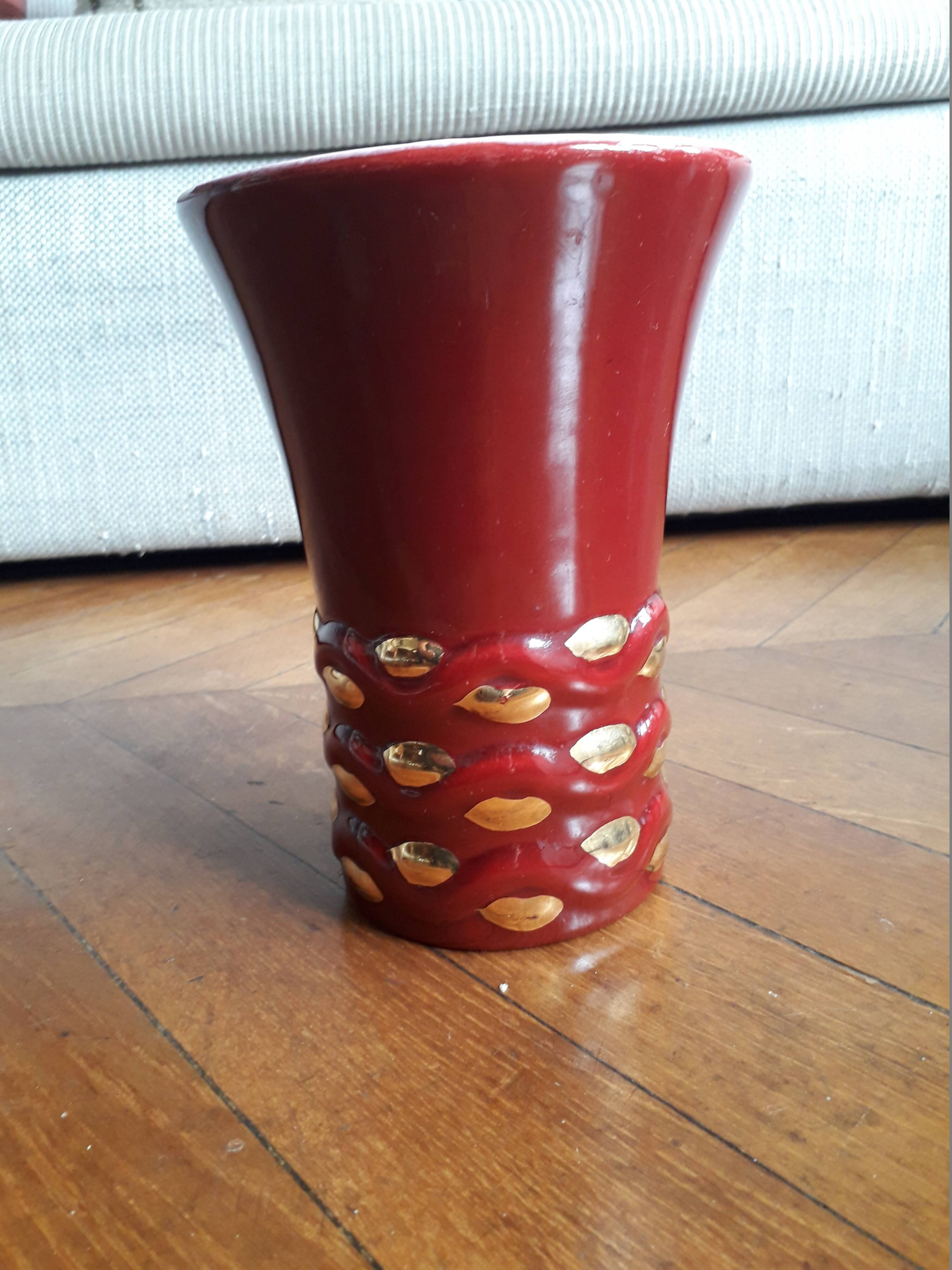Vintage ceramic vase signed Arc