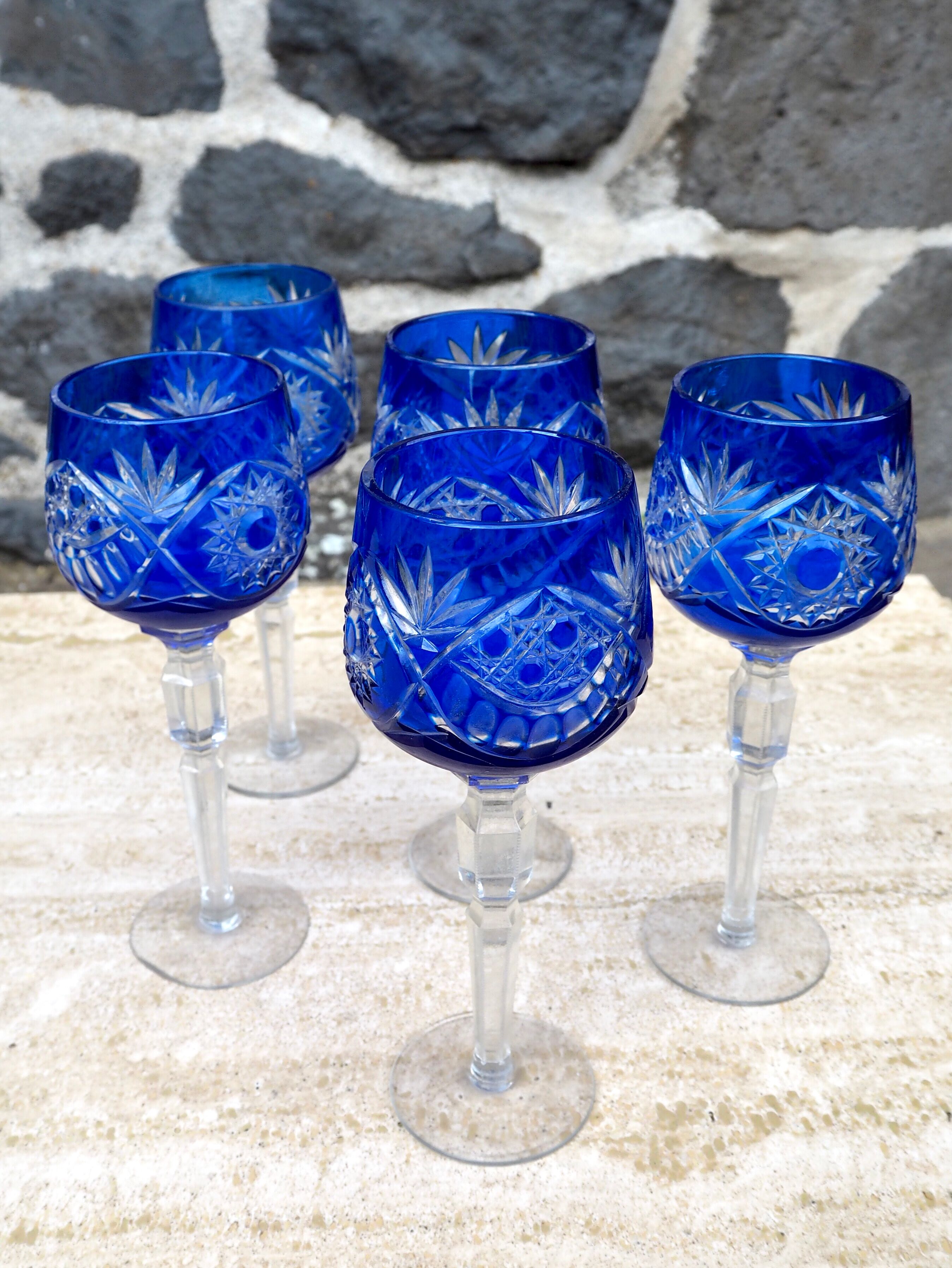 Set de 5 verres à vin en cristal de Pologne