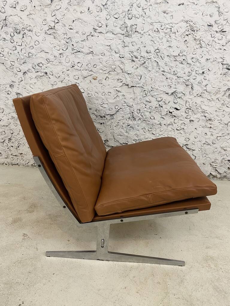 Scandinavian gold leather fireside chair, BO-561 by Preben Fabricius & Jørgen Kastholm