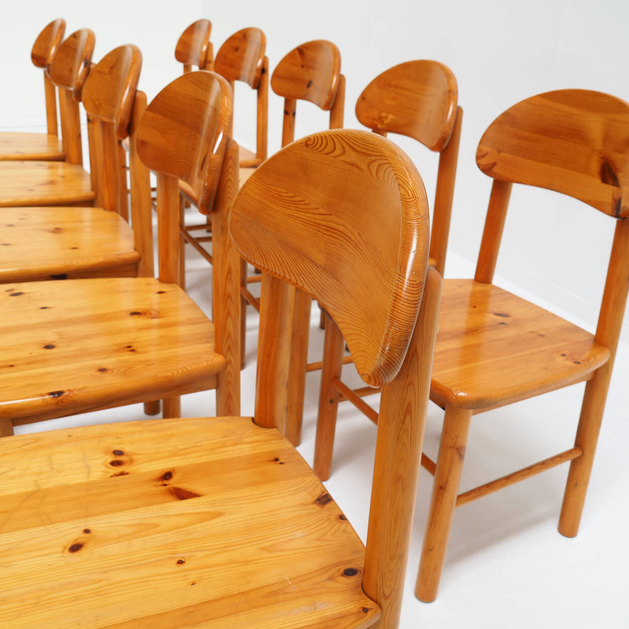 Set of 10 ‘Rainer Daumiller’ chairs in solid pine wood