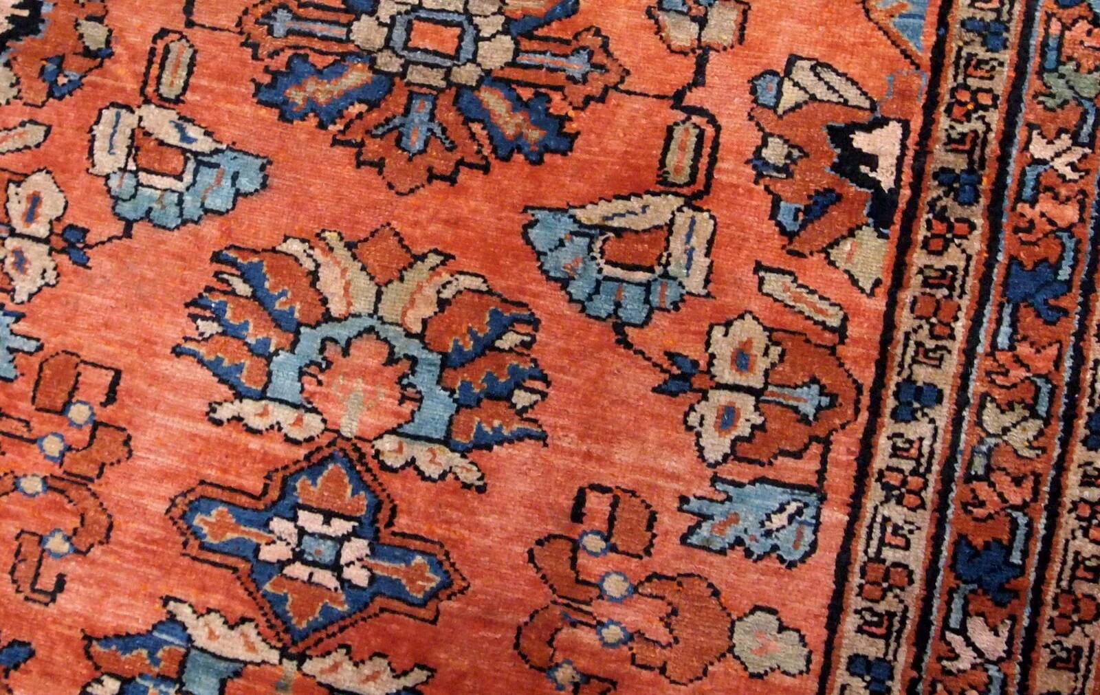Handmade antique Persian Lilihan rug 3.2' x 4.10' (97cm x 150cm) 1920s - 1B666