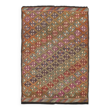 5x7 Multicolor Geometric Style Kilim Rug, Turkish Kilim, 158x218Cm