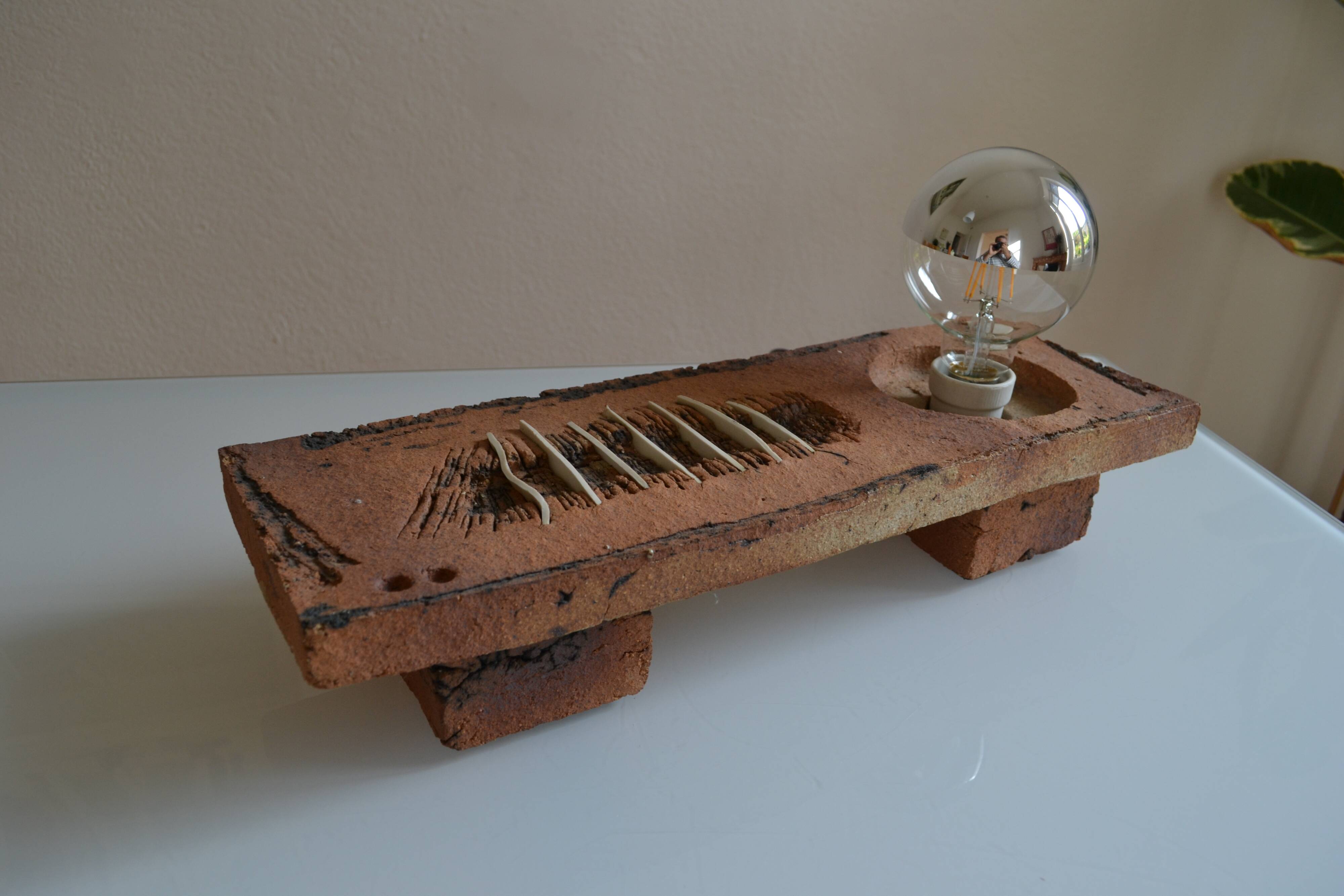 Vintage 1970s Brutalist Modernist Ceramic Table Lamp