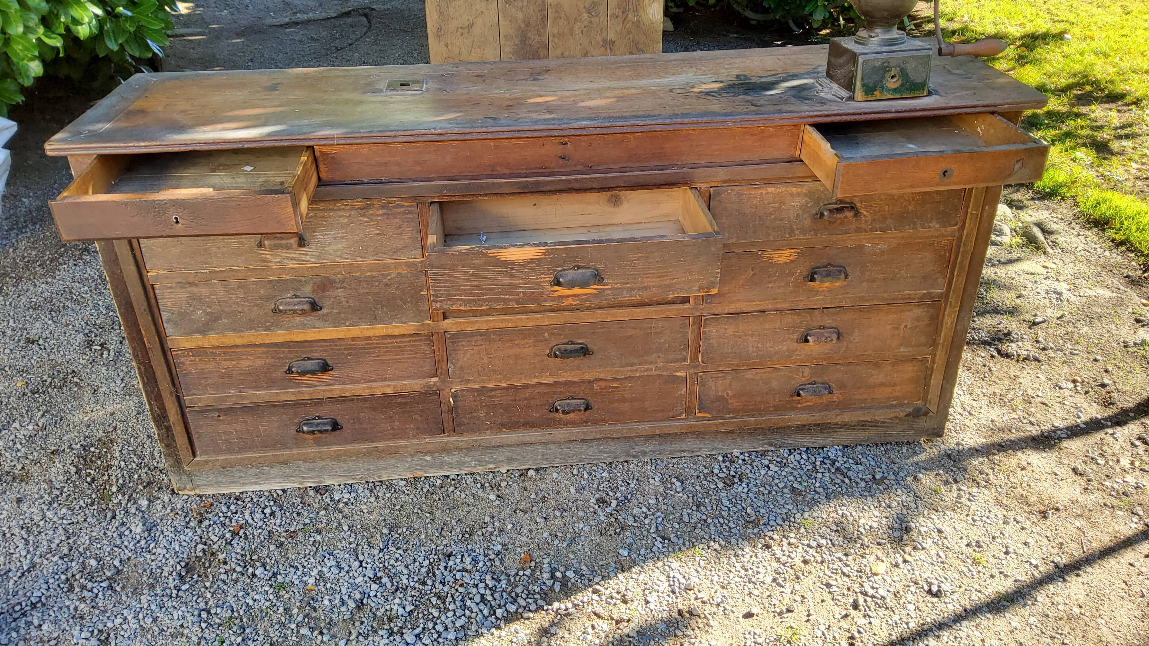 Former grocery counter from the 1900s 14 drawers