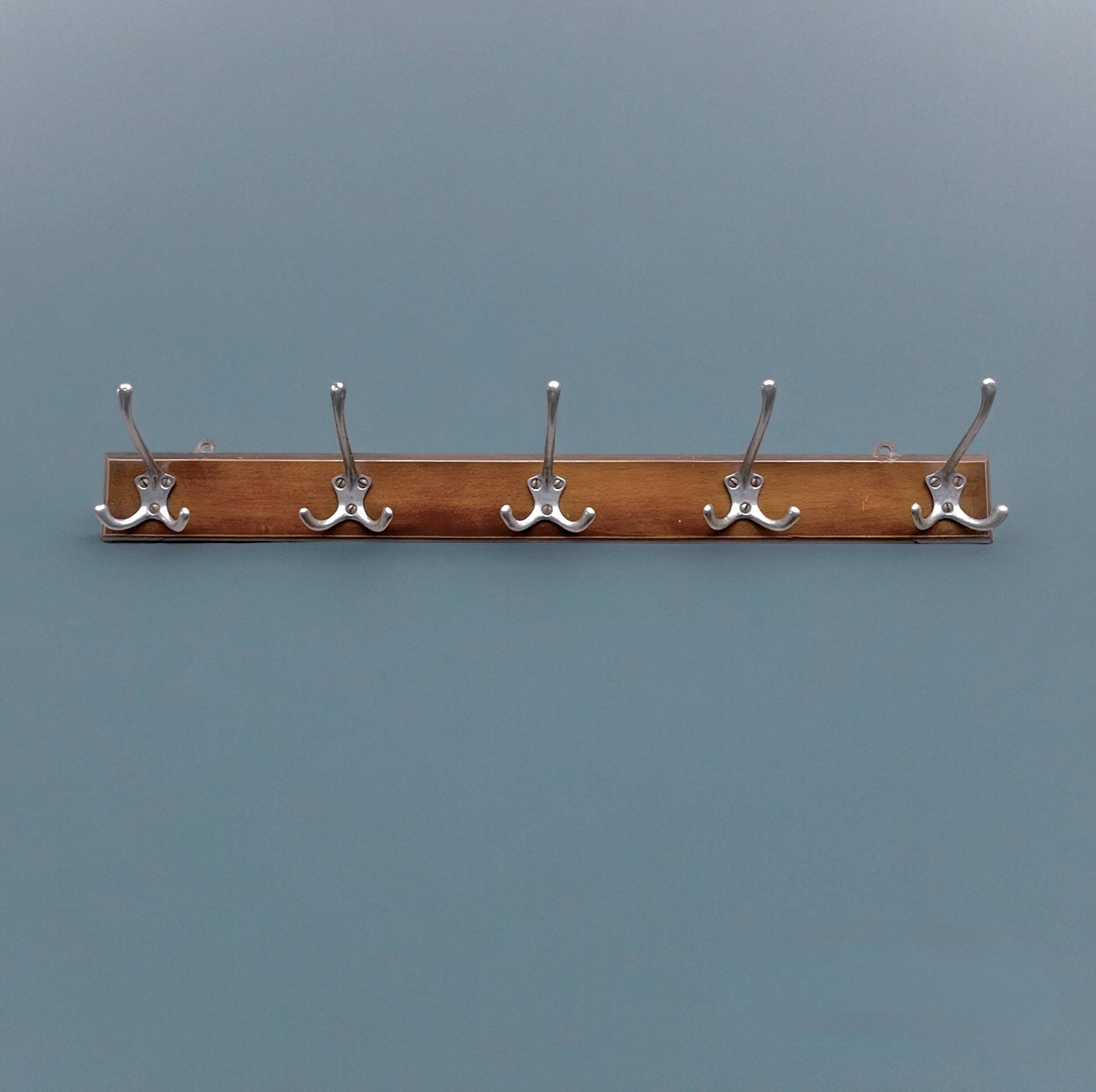 Vintage wooden wall coat rack - 5 hooks