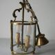 Old pendant lantern light fixture 2 lights in bronze glass decoration hall entrance